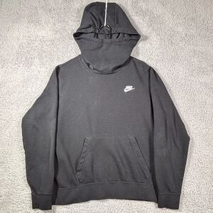 Nike Classic Black Pullover Hoodie Sweatshirt Small Swoosh Logo Streetwear Sz XL